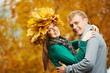 Couple at autumn outdoors