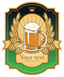label with a beer glass, malt and wheat