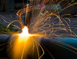 Sparks of the fused metal