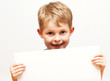 boy holding sign