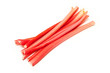 Rhubarb sticks or stalks on a white studio background. Rhubarb sticks or stalks on a white studio background.