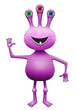 Purple Three-Eyed Extraterrestrial Alien