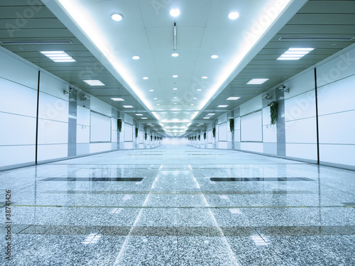 Photo: Long walkway in underground passage Long walkway in underground passage