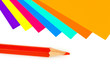 Multicolored paper and pencil