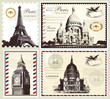 Vector symbols and landmarks of Paris and London