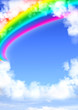 Frame from white clouds and rainbow