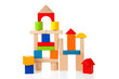 Foto: House made out of colorful wooden building blocks House made out of colorful wooden building blocks