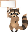 Raccoon Cartoon With Blank Sign
