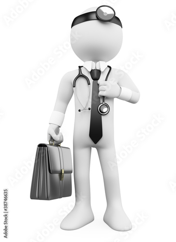 Illustration: 3D Doctor with a briefcase and a stethoscope 3D Doctor with a briefcase and a stethoscope