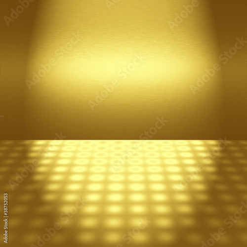 Illustration: empty gold disco scene with beam of light - to design empty gold disco scene with beam of light - to design
