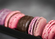 Macarons roses et violets, fond gris