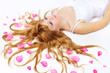 Pretty girl with rose petals in her hair Pretty girl with rose petals in her hair