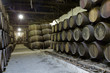 cellar with wine barrels
