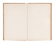 Open old blank book with clipping path