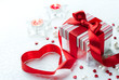 Art Valentine Day Gift box with red ribbon bow heart Art Valentine Day Gift box with red ribbon bow heart