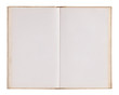 Open old blank book with clipping path