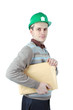 Young worker with a package in his hands