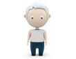 Senior in t-shirt and jeans. Social 3D characters. Isolated.