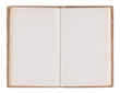 Open old blank book with clipping path