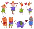Set of cartoon characters