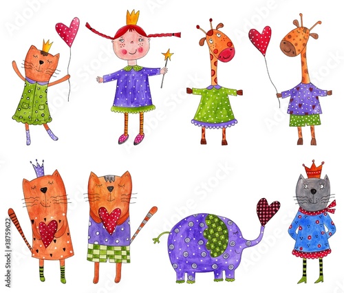 Illustration: Set of cartoon characters Set of cartoon characters