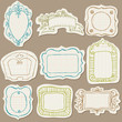 Set of Doodle Frames on torn paper - with Flower Elements in vec