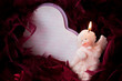 candle Cupid and valentine card
