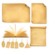 Set of old paper sheets. Vector illustration.
