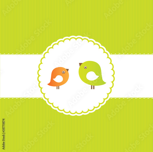Vector: Birds couple. Valentine`s frame Birds couple. Valentine`s frame