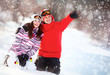 Girl and boy in winter park Girl and boy in winter park