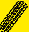 Reifenabdruck/ Rennstreifen auf gelb