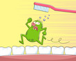 germ running away from a tooth brush