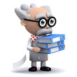 3d Mad Scientist with his folders