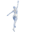 Silhouette junger Frau mit Skelett