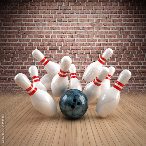 Illustration: Bowling Strike Mauer Bowling Strike Mauer