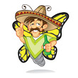 Vector: Cartoon sombrero drunken butterfly Cartoon sombrero drunken butterfly