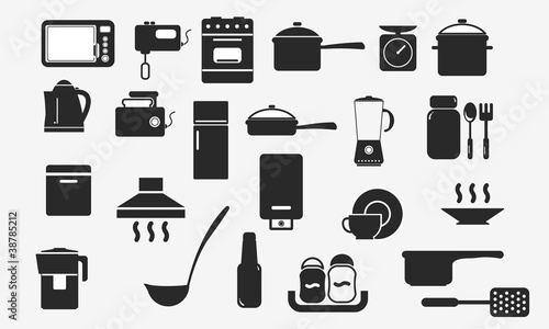 Vector: kitchenware and household appliances icons. kitchenware and household appliances icons.