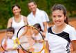 Tennis player with her family