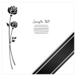 Mourning Card Black Ribbon & 2 Black Roses