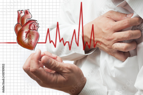 Photo: Heart Attack and heart beats cardiogram background Heart Attack and heart beats cardiogram background