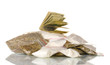 Cocaine and marijuana in packet isolated on white