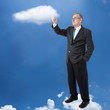 businessman works with cloud computer