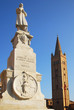 Forli  Saffi statue and  Saint Mercuriale  bell tower