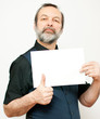 man holding sign