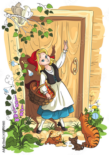 Vektor: Illustration for fairy tale Little Red Riding Hood Illustration for fairy tale Little Red Riding Hood