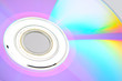 Close up view of a CD/DVD stack on a mirror