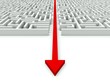Maze with red arrow through it Maze with red arrow through it
