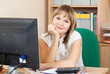 Blonde businesswoman   in office room