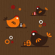 easter chickens on wooden background