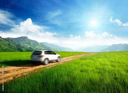 Photo: ground road and blurred car ground road and blurred car
